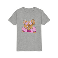 Kids Pink Bulldogs Youth Tee Shirt, Bella Canvas Short Sleeve, Children's Tshirt, Puppy Graphic Top, Girls' Apparel, Cute Bulldog Print Tee