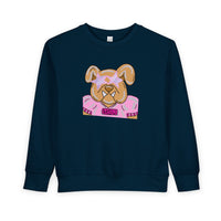 Bulldog with Pink Stars Rabbit Skins Toddler Sweatshirt