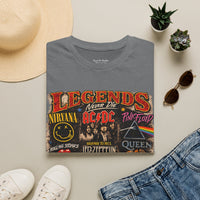 'Legends Never Die' Rock Bands Gildan Soft-style T-Shirt — Nirvana AC/DC Pink Floyd Queen Led Zeppelin Collage