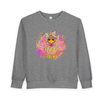 Neon Turkey Thanksgiving Rabbit Skins Toddler Crewneck Sweatshirt