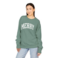 'Merry' Hanes Crewneck Sweatshirt for Christmas