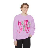 Neon Pink & Green 'Holly Jolly' Comfort Colors Sweatshirt
