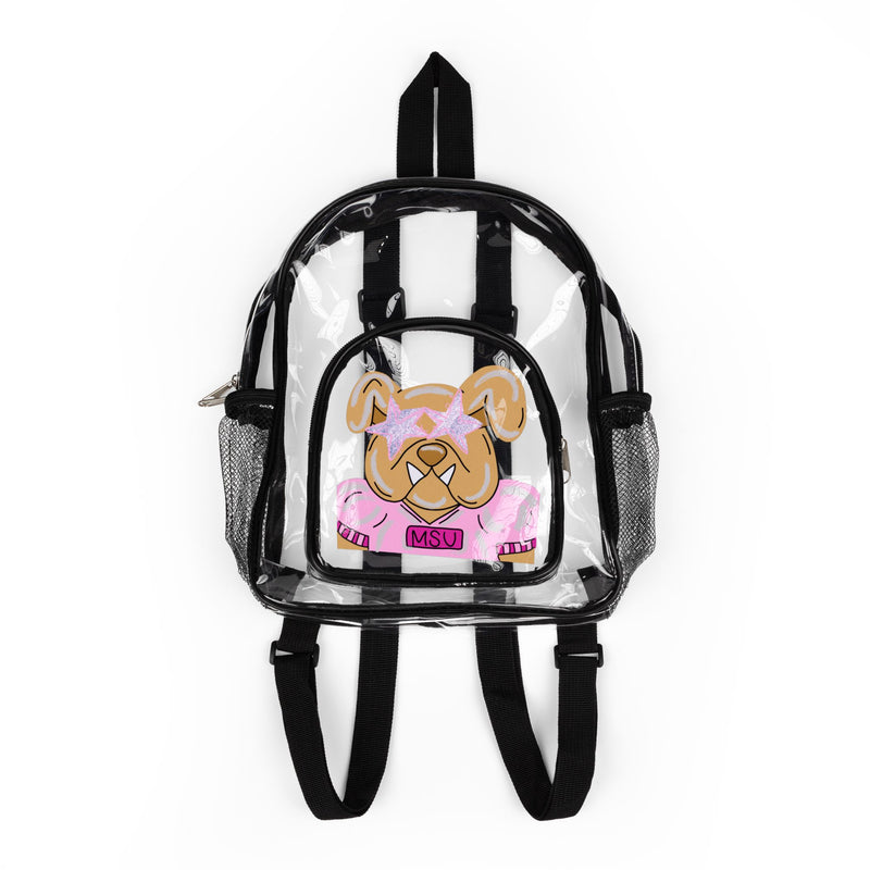 Clear Stadium Backpack — Pink College Football MSU Bulldogs (SEC)