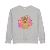 Neon Turkey Thanksgiving Rabbit Skins Toddler Crewneck Sweatshirt