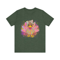 Neon Girly Thanksgiving Turkey Bella Canvas Women's T-Shirt, Unisex Tee, Cute Festival Top, Funny Holiday Shirt, Trendy Turkey Day Apparel