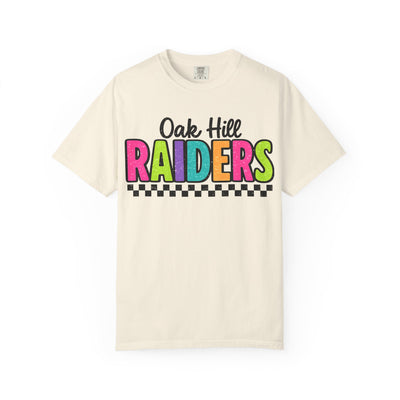 'Oak Hill Raiders' Neon Retro Comfort Colors T-Shirt