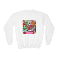 Red Festive Christmas Town with Customized Zip Code Gildan Youth Crewneck Sweatshirt
