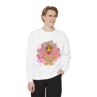 Neon Thanksgiving Turkey Comfort Colors Unisex Crewneck Sweatshirt