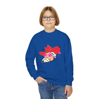 Youth Gildan Crewneck Sweatshirt with Preppy Mascot, Colonel Reb, Ole Miss Rebel Football outfit, College Football, SEC