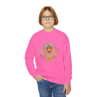 Neon Girly Turkey Thanksgiving Youth Crewneck Sweatshirt