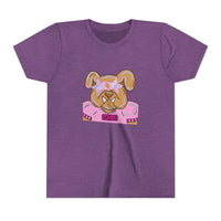 Kids Pink Bulldogs Youth Tee Shirt, Bella Canvas Short Sleeve, Children's Tshirt, Puppy Graphic Top, Girls' Apparel, Cute Bulldog Print Tee