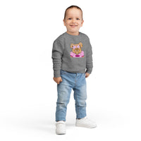 Bulldog with Pink Stars Rabbit Skins Toddler Crewneck Sweatshirt