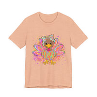 Neon Girly Thanksgiving Turkey Bella Canvas Women's T-Shirt, Unisex Tee, Cute Festival Top, Funny Holiday Shirt, Trendy Turkey Day Apparel