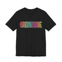 Colorful Green Wave Unisex Tee, Soft Bella Canvas Tshirt for High School Students, Cool Graphic Tee, Trendy Teen Shirt, Vibrant Green Wave