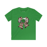 'Green Wave' Glitter Football Bow - Youth Gildan T-shirt