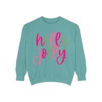 Neon Pink & Green 'Holly Jolly' Comfort Colors Sweatshirt