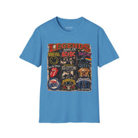 'Legends Never Die' Rock Bands Gildan Soft-style T-Shirt — Nirvana AC/DC Pink Floyd Queen Led Zeppelin Collage