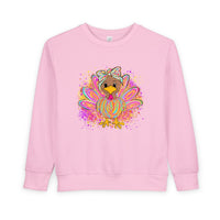 Neon Turkey Thanksgiving Rabbit Skins Toddler Crewneck Sweatshirt