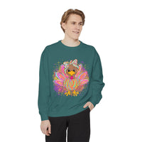 Neon Thanksgiving Turkey Comfort Colors Unisex Crewneck Sweatshirt