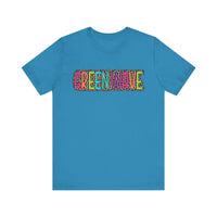 Colorful Green Wave Unisex Tee, Soft Bella Canvas Tshirt for High School Students, Cool Graphic Tee, Trendy Teen Shirt, Vibrant Green Wave