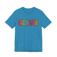 Colorful Green Wave Unisex Tee, Soft Bella Canvas Tshirt for High School Students, Cool Graphic Tee, Trendy Teen Shirt, Vibrant Green Wave