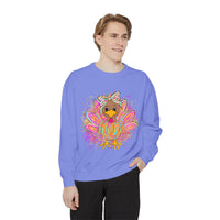 Neon Thanksgiving Turkey Comfort Colors Unisex Crewneck Sweatshirt