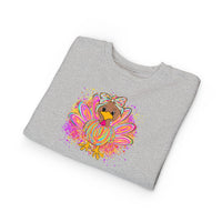 Neon Turkey Thanksgiving Rabbit Skins Toddler Crewneck Sweatshirt