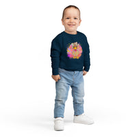 Neon Turkey Thanksgiving Rabbit Skins Toddler Crewneck Sweatshirt
