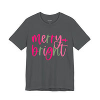 Merry & Bright Adult Unisex Tee, Christmas Shirt, Holiday Tshirt, Festive Apparel, Bella Canvas Shirt