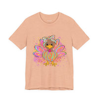 Neon Girly Thanksgiving Turkey Bella Canvas Unisex T-Shirt