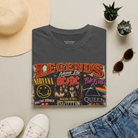 'Legends Never Die' Rock Bands Gildan Soft-style T-Shirt — Nirvana AC/DC Pink Floyd Queen Led Zeppelin Collage
