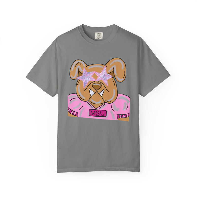 MSU Pink Bulldog  with stars T-Shirt — Women's Comfort Color Tee