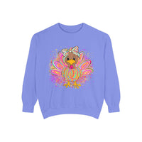 Neon Thanksgiving Turkey Comfort Colors Unisex Crewneck Sweatshirt