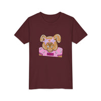 Kids Pink Bulldogs Youth Tee Shirt, Bella Canvas Short Sleeve, Children's Tshirt, Puppy Graphic Top, Girls' Apparel, Cute Bulldog Print Tee