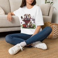 Bulldog Football T-Shirt — Cute Mascot with Scarf & 'Starkville, MS' Sign
