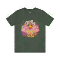 Neon Girly Thanksgiving Turkey Bella Canvas Unisex T-Shirt