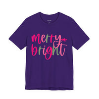 'Merry & Bright' Colorful Christmas Unisex Bella Canvas T-shirt
