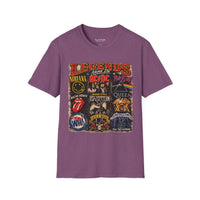 'Legends Never Die' Rock Bands Gildan Soft-style T-Shirt — Nirvana AC/DC Pink Floyd Queen Led Zeppelin Collage