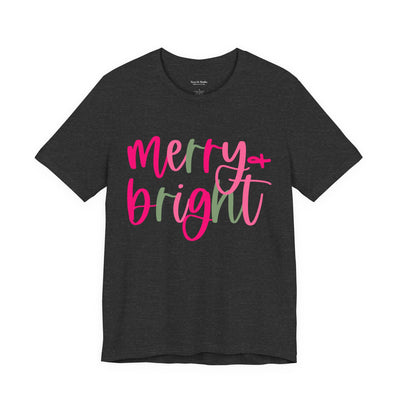 'Merry & Bright' Colorful Christmas Unisex Bella Canvas T-shirt