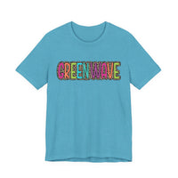 Colorful Green Wave Unisex Tee, Soft Bella Canvas Tshirt for High School Students, Cool Graphic Tee, Trendy Teen Shirt, Vibrant Green Wave