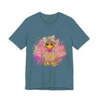 Neon Girly Thanksgiving Turkey Bella Canvas Women's T-Shirt, Unisex Tee, Cute Festival Top, Funny Holiday Shirt, Trendy Turkey Day Apparel