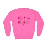 'Merry & Bright' Gildan Youth Crewneck Sweatshirt for Christmas