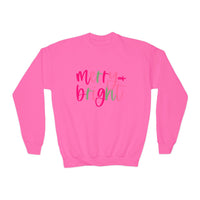 Merry & Bright Youth Crewneck Sweatshirt, Christmas Gift, Holiday Apparel, Cozy Kids Sweatshirt, Winter Fashion, Festive Wear
