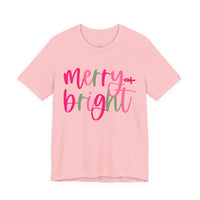 Merry & Bright Adult Unisex Tee, Christmas Shirt, Holiday Tshirt, Festive Apparel, Bella Canvas Shirt