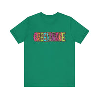Colorful Green Wave Unisex Tee, Soft Bella Canvas Tshirt for High School Students, Cool Graphic Tee, Trendy Teen Shirt, Vibrant Green Wave