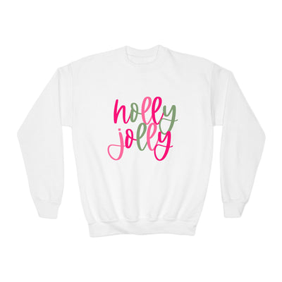 Holly Jolly Youth Crewneck Sweatshirt, Holiday Sweatshirt, Christmas Gift, Winter Apparel, Kids Crewneck, Gildan
