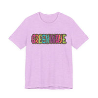 Colorful Green Wave Unisex Tee, Soft Bella Canvas Tshirt for High School Students, Cool Graphic Tee, Trendy Teen Shirt, Vibrant Green Wave