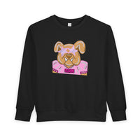 Bulldog with Pink Stars Rabbit Skins Toddler Sweatshirt