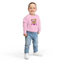 Bulldog with Pink Stars Rabbit Skins Toddler Crewneck Sweatshirt