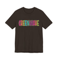 Colorful Green Wave Unisex Tee, Soft Bella Canvas Tshirt for High School Students, Cool Graphic Tee, Trendy Teen Shirt, Vibrant Green Wave